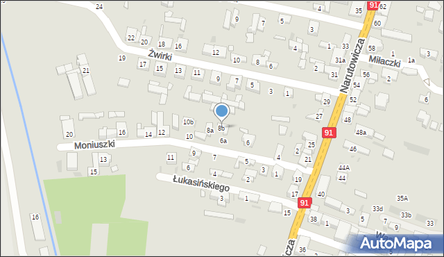Radomsko, Moniuszki Stanisława, 8b, mapa Radomsko