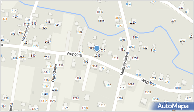 Radziechowy, Modrzewiowa, 1085, mapa Radziechowy