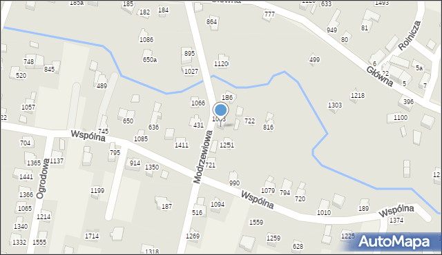 Radziechowy, Modrzewiowa, 1096, mapa Radziechowy