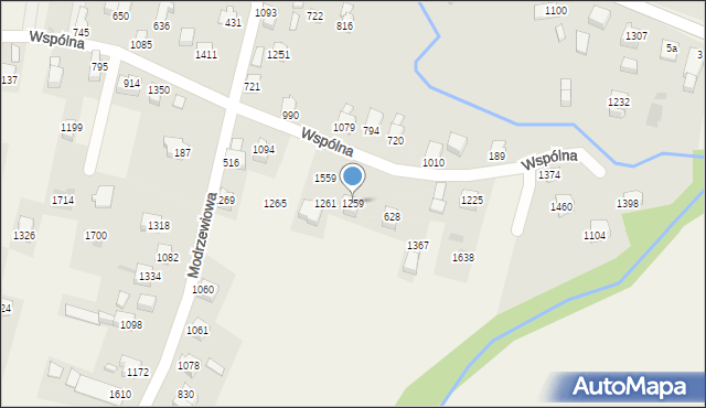 Radziechowy, Modrzewiowa, 1259, mapa Radziechowy