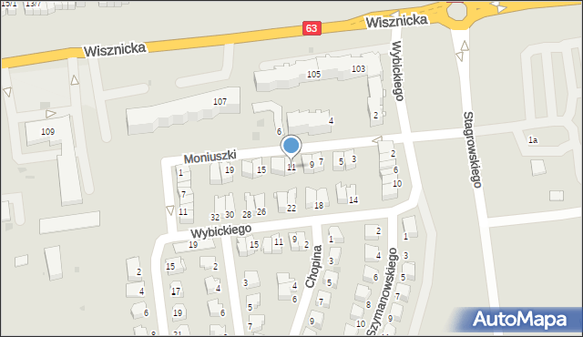 Radzyń Podlaski, Moniuszki Stanisława, 11, mapa Radzyń Podlaski