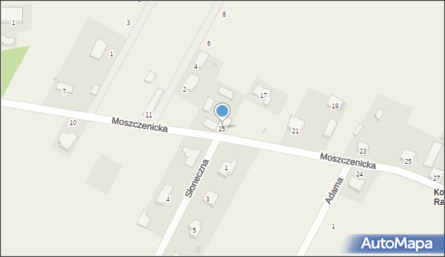 Raków, Moszczenicka, 15, mapa Raków