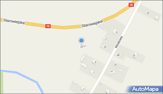 Rębków, Mostowa, 13, mapa Rębków