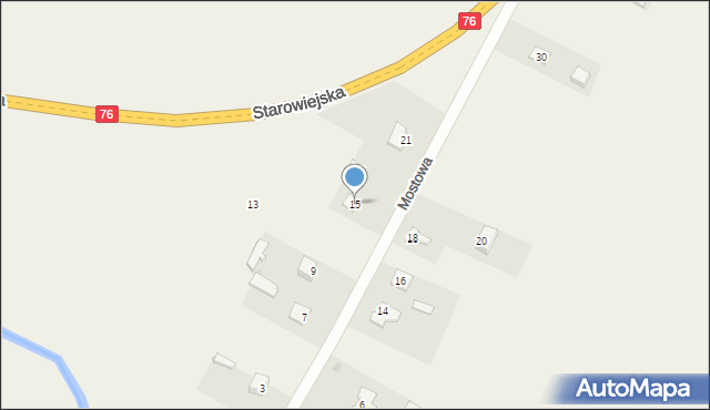 Rębków, Mostowa, 15, mapa Rębków