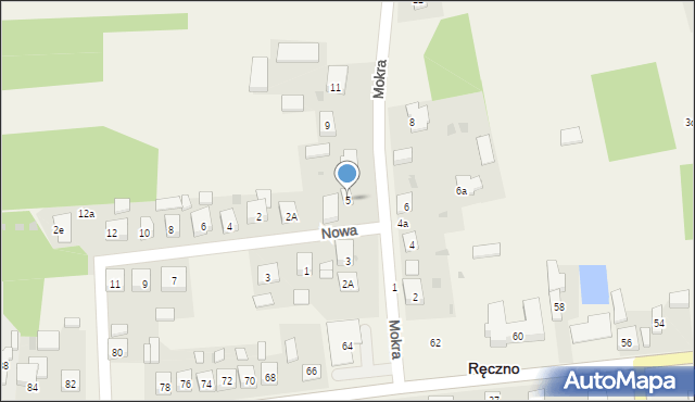 Ręczno, Mokra, 5, mapa Ręczno