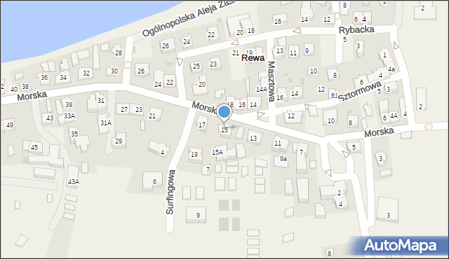 Rewa, Morska, 15, mapa Rewa