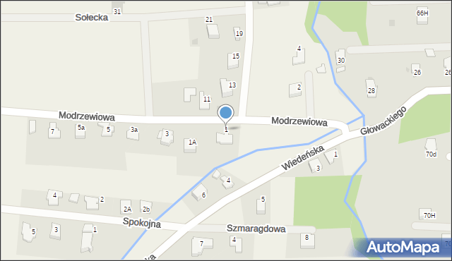 Roczyny, Modrzewiowa, 1, mapa Roczyny