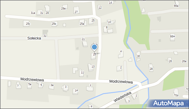 Roczyny, Modrzewiowa, 15, mapa Roczyny