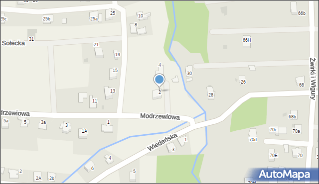 Roczyny, Modrzewiowa, 2, mapa Roczyny