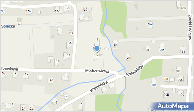 Roczyny, Modrzewiowa, 2, mapa Roczyny