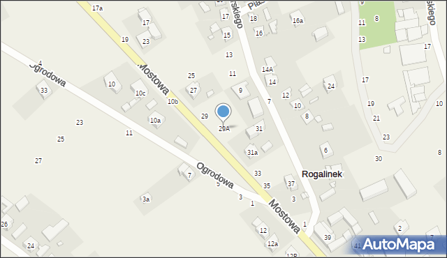 Rogalinek, Mostowa, 29A, mapa Rogalinek