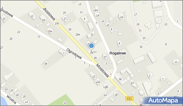 Rogalinek, Mostowa, 33, mapa Rogalinek