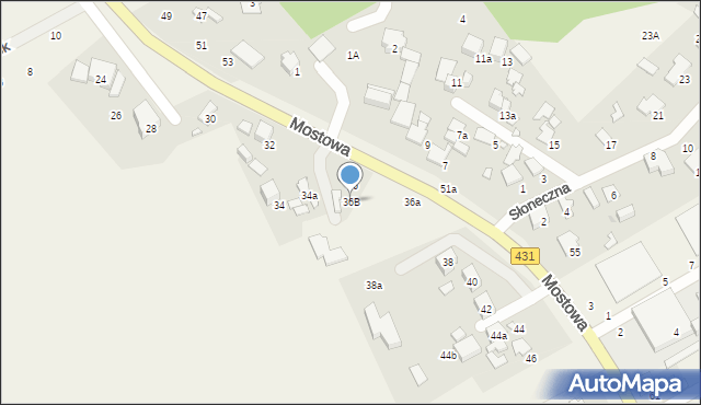 Rogalinek, Mostowa, 36B, mapa Rogalinek