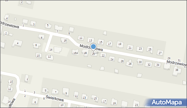 Rostworowo, Modrzewiowa, 20, mapa Rostworowo