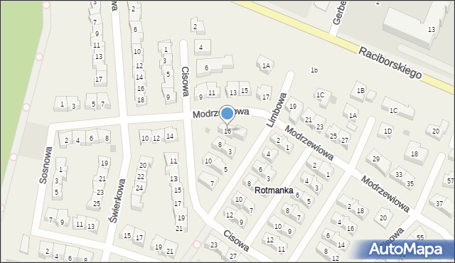 Rotmanka, Modrzewiowa, 16, mapa Rotmanka