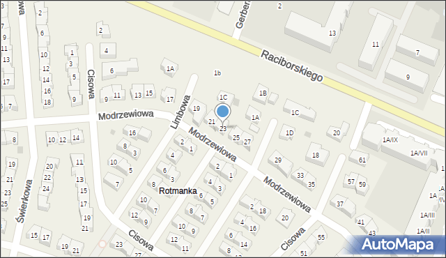 Rotmanka, Modrzewiowa, 23, mapa Rotmanka