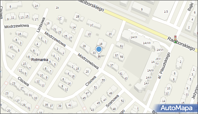 Rotmanka, Modrzewiowa, 35, mapa Rotmanka