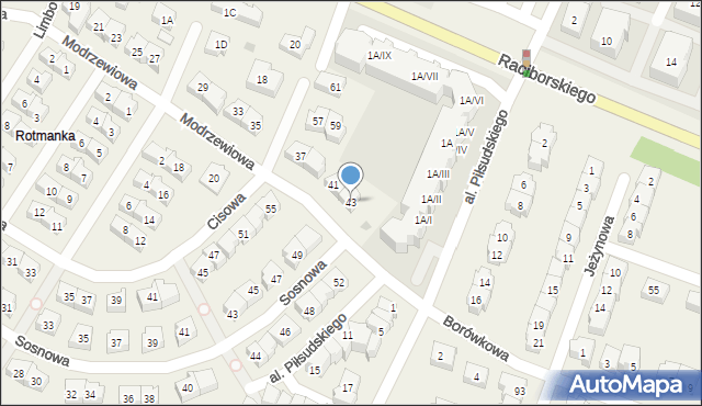 Rotmanka, Modrzewiowa, 43, mapa Rotmanka