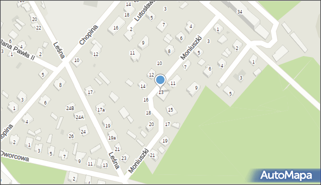 Rudnik nad Sanem, Moniuszki Stanisława, 13, mapa Rudnik nad Sanem