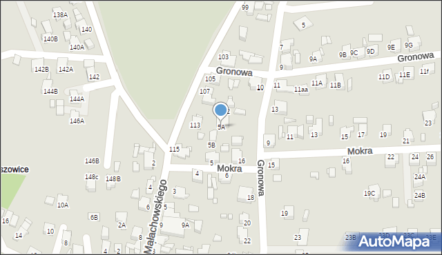 Rybnik, Mokra, 5A, mapa Rybnika