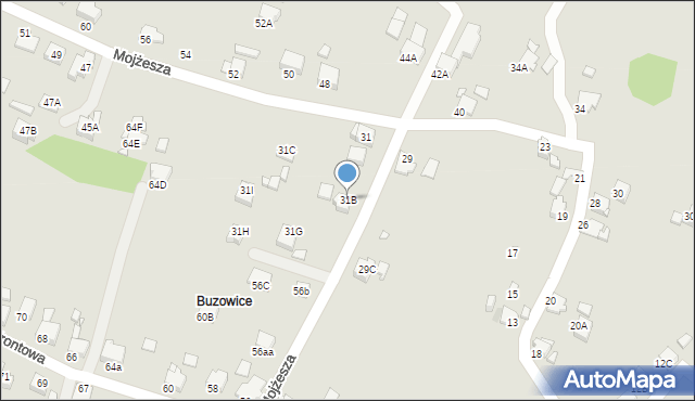 Rybnik, Mojżesza Pawła, 31B, mapa Rybnika