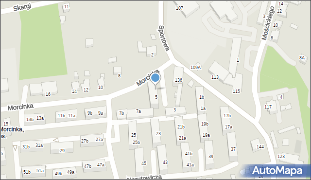 Rybnik, Morcinka Gustawa, 5b, mapa Rybnika