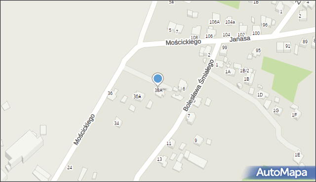 Rybnik, Mościckiego Ignacego, 38A, mapa Rybnika