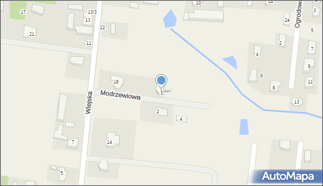 Santocko, Modrzewiowa, 1, mapa Santocko