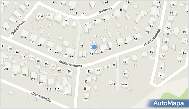 Siedlce, Modrzewiowa, 35, mapa Siedlce