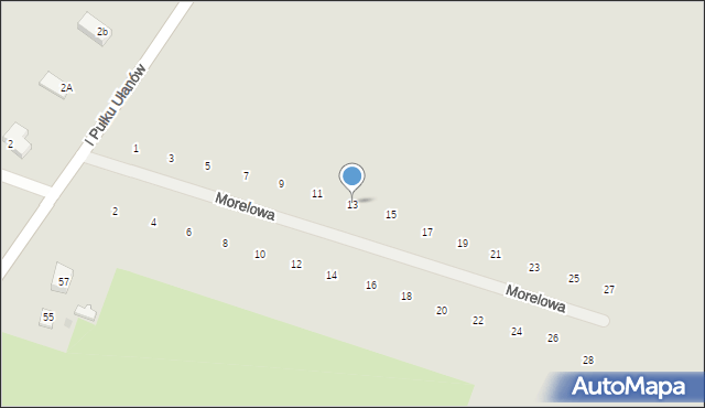 Sławno, Morelowa, 13, mapa Sławno