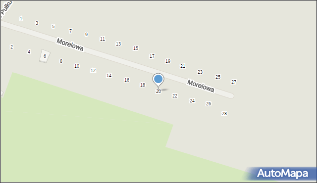 Sławno, Morelowa, 20, mapa Sławno