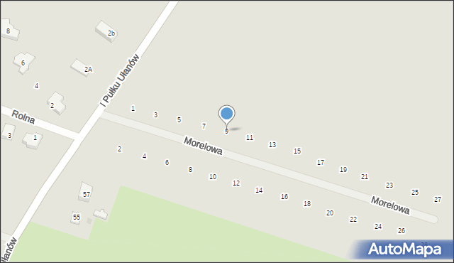 Sławno, Morelowa, 9, mapa Sławno