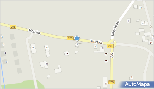 Sławno, Morska, 5, mapa Sławno