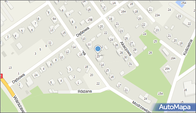 Słupno, Modrzewiowa, 13, mapa Słupno