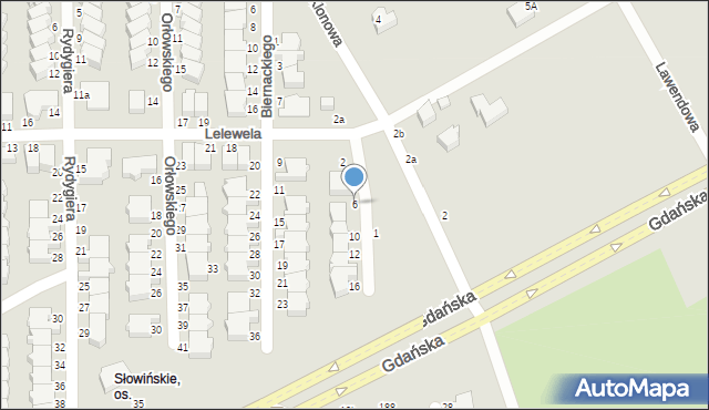 Słupsk, Modrzejewskiego Alfonsa, dr., 6, mapa Słupska