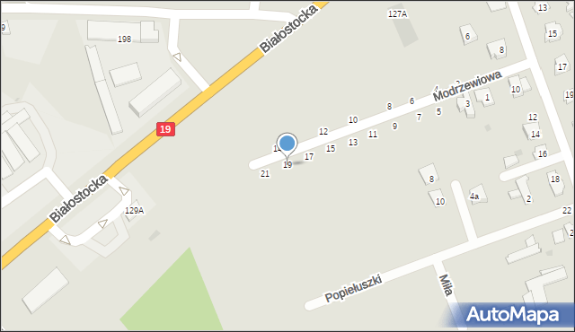 Sokółka, Modrzewiowa, 19, mapa Sokółka