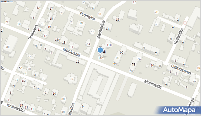 Sosnowiec, Moniuszki Stanisława, 11A, mapa Sosnowca