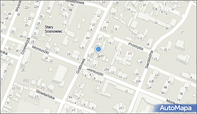 Sosnowiec, Moniuszki Stanisława, 15, mapa Sosnowca