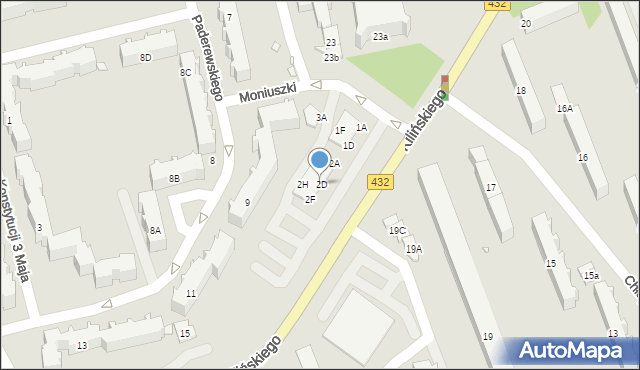 Śrem, Moniuszki Stanisława, 2D, mapa Śrem