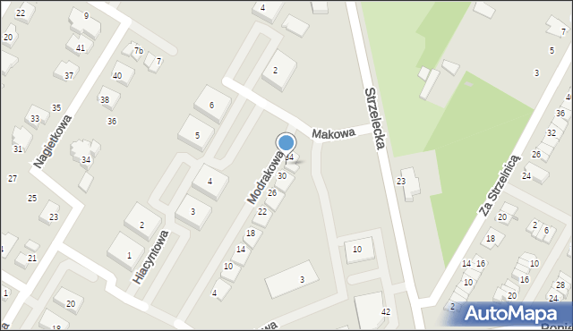 Środa Wielkopolska, Modrakowa, 32, mapa Środa Wielkopolska