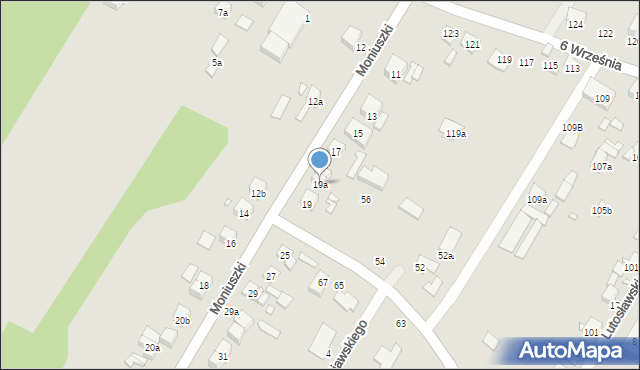 Starachowice, Moniuszki Stanisława, 19a, mapa Starachowic