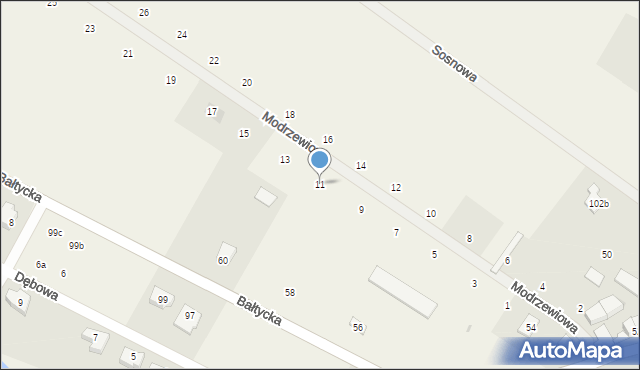 Stare Bielice, Modrzewiowa, 11, mapa Stare Bielice