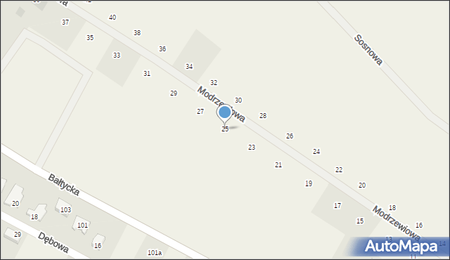 Stare Bielice, Modrzewiowa, 25, mapa Stare Bielice