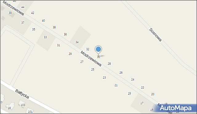 Stare Bielice, Modrzewiowa, 30, mapa Stare Bielice