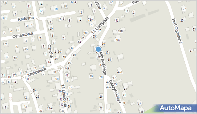 Stary Sącz, Morawskiego, 36, mapa Stary Sącz