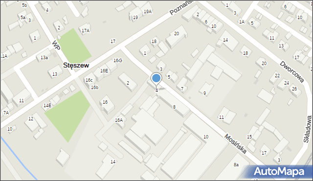 Stęszew, Mosińska, 4, mapa Stęszew