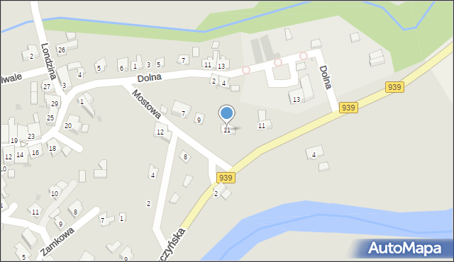 Strumień, Mostowa, 11, mapa Strumień