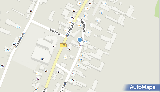 Strzelce Opolskie, Mostowa, 7A, mapa Strzelce Opolskie