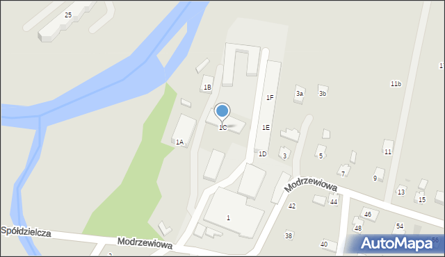 Strzyżów, Modrzewiowa, 1C, mapa Strzyżów