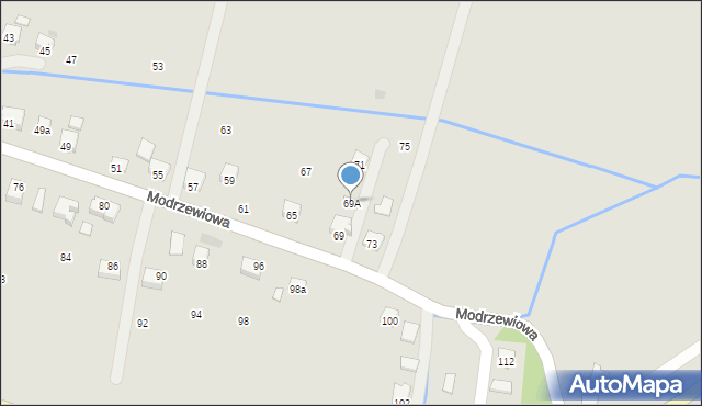 Strzyżów, Modrzewiowa, 69A, mapa Strzyżów